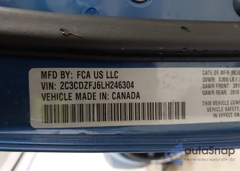 2020 Dodge Challenger R/T Scat Pack Widebody z USA, uszkodzony, nr VIN 2C3CDZFJ6LH246304